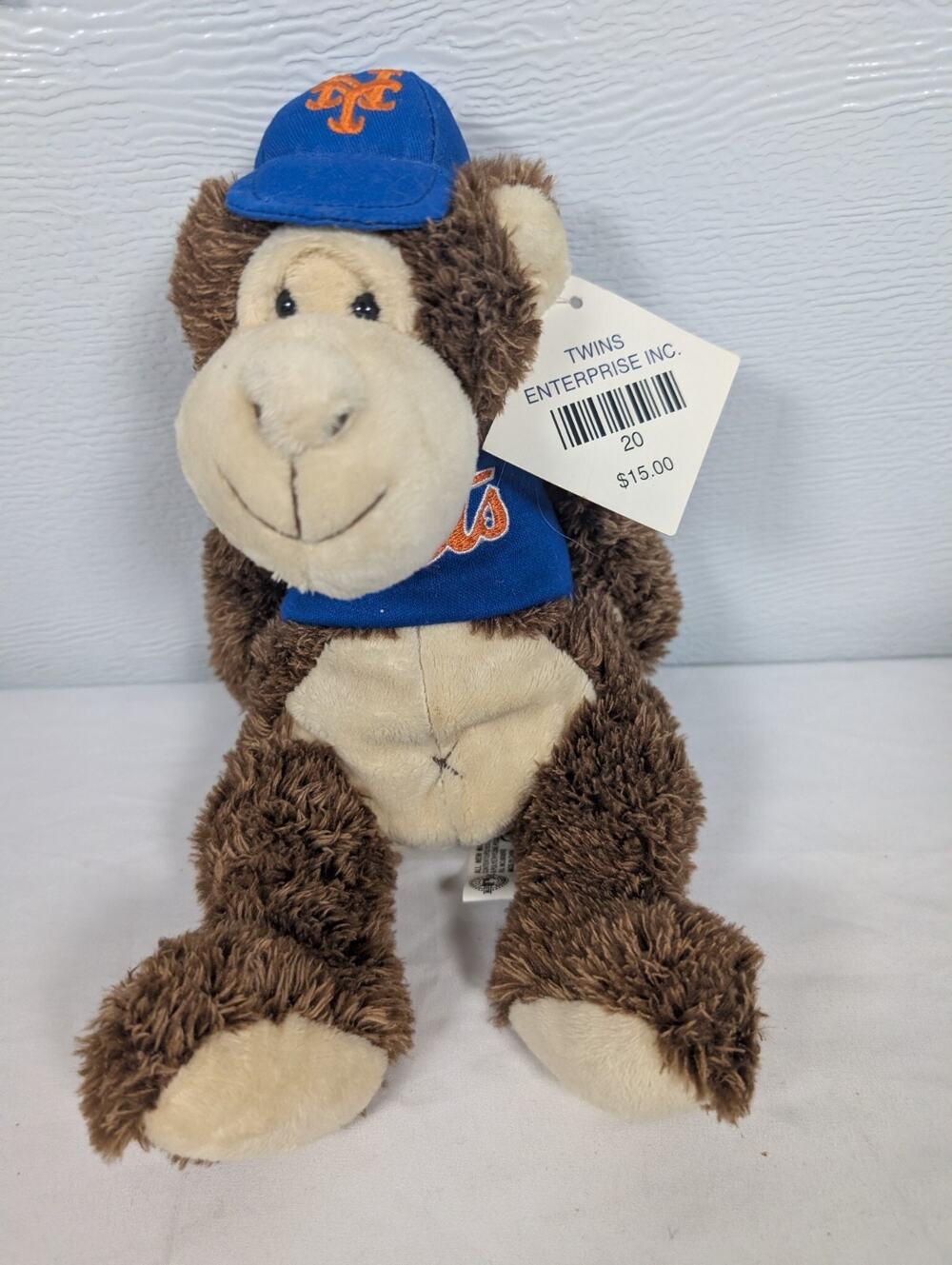 8” New York Mets MLB Monkey wearing hat and shirt Plush Stuffed Animal